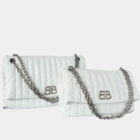 [Balenciaga] 발렌시아가 모나코 퀼팅 체인 백 화이트