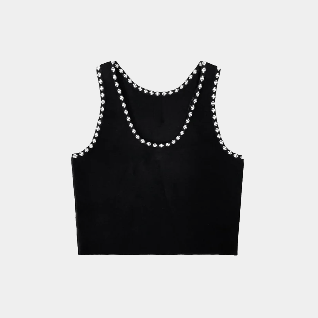 [Chrome Hearts] 크롬하츠 크로스 프린트 크롭 니트 탱크탑