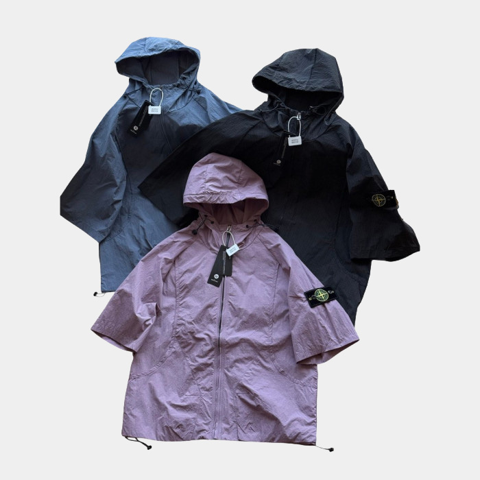 [Stone Island] 스톤 아일랜드 나일론 메탈 후드 반팔 아노락 자켓