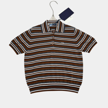 [Prada] 프라다 쇼트 슬리브 스트라이프 코튼 폴로 셔츠 2Color