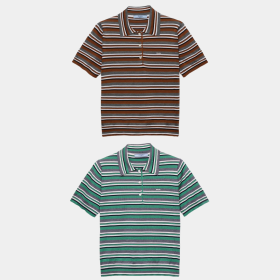 [Prada] 프라다 쇼트 슬리브 스트라이프 코튼 폴로 셔츠 2Color