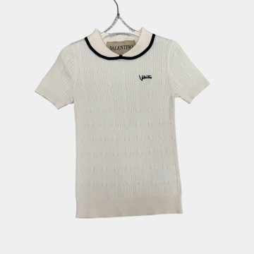 [Valentino] 발렌티노 가라바니 케이블 니트 로고 반팔 탑