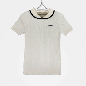 [Valentino] 발렌티노 가라바니 케이블 니트 로고 반팔 탑